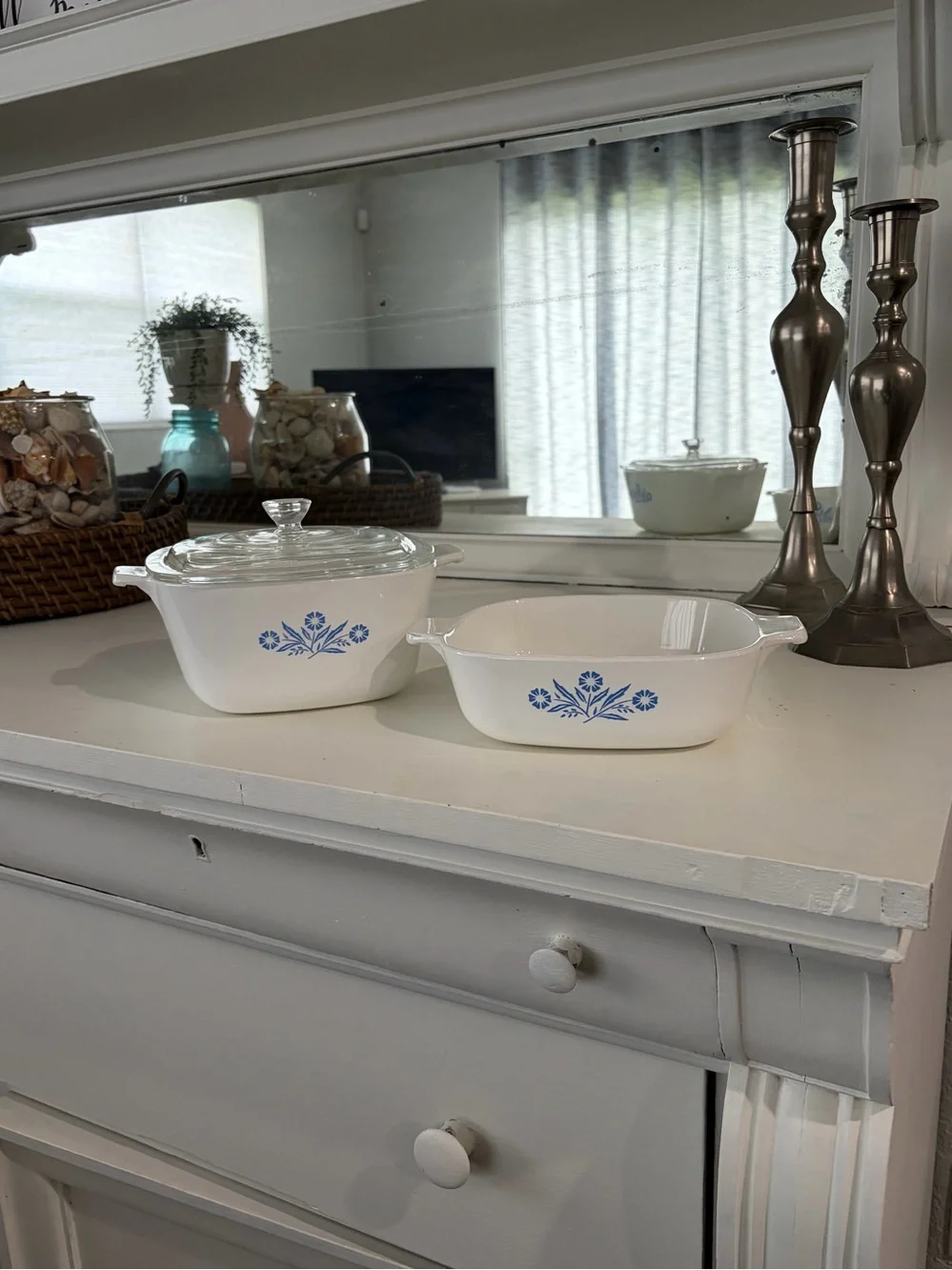Corningware White and Blue Floral Casserole & Baking Dish Set